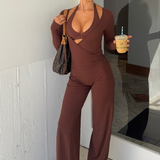 Brown Subtle Scrunch Wide Leg Active Pant