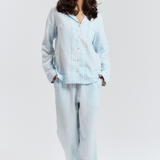 Blue Gingham Long PJ Top