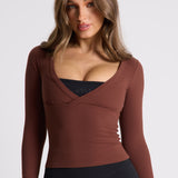 Brown Cross Front Long Sleeve