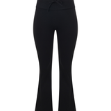 Black Drawstring Fold Over Flared Legging
