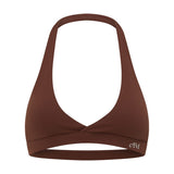 Brown Micro Halter Crop