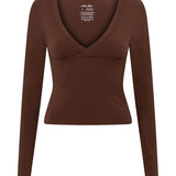 Brown Cross Front Long Sleeve