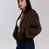 Cocoa Faux Suede Bomber