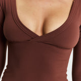 Brown Cross Front Long Sleeve