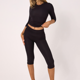 Black Fold Over Capri