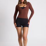 Brown Cross Front Long Sleeve