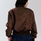 Cocoa Faux Suede Bomber