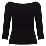 Black Boat Neck 3/4 Sleeve Top