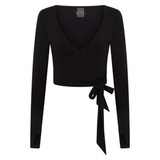 Black Wrap Long Sleeve Top