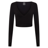 Black Wrap Long Sleeve Top