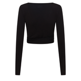 Black Wrap Long Sleeve Top