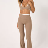 Latte Layered Micro Halter Crop