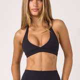 Black Micro Halter Crop