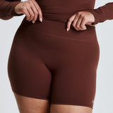 Brown Subtle Scrunch Bike Short 6"