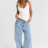 White Low Scoop Tank Top