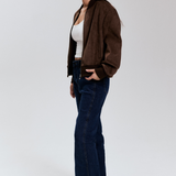 Cocoa Faux Suede Bomber