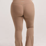 Latte Layered Subtle Scrunch Flared Legging