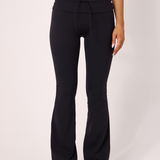 Black Drawstring Fold Over Flared Legging