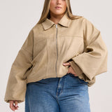 Sand Faux Suede Harper Jacket