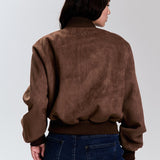 Cocoa Faux Suede Bomber