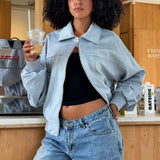Powder Blue Faux Suede Harper Jacket
