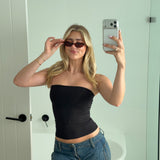 Black Strapless Tank Top