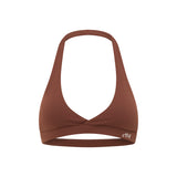 Brown Micro Halter Crop