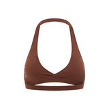 Brown Micro Halter Crop
